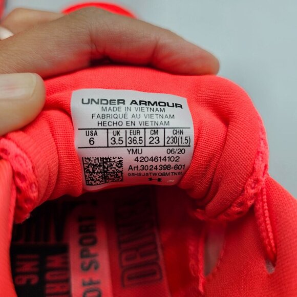 Under Armour Womens UA HOVR Breakthru Basketball Shoes Size 6 Orange Athletic Sn - Picture 5 of 6